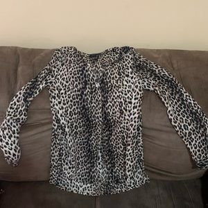 Leopard Print Long Sleeve Buttoned Up Blouse